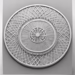 a white round shaped wall decoration that looks like it has been created from metal wire