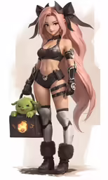 an artwork depicting a sexy girl with a teddy bear