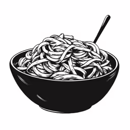 the dish in this photo is black and white with noodles