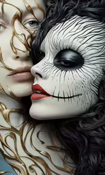 two women with makeup art and face paintings