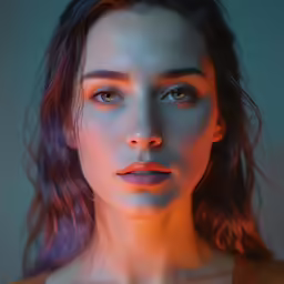 a painting shows an adult with blue eyes and dark hair