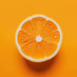 orange cut in half displayed against an orange background