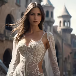 a woman wearing a very sexy white gown