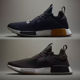 the adidas nm runner shoe with brown and black accents