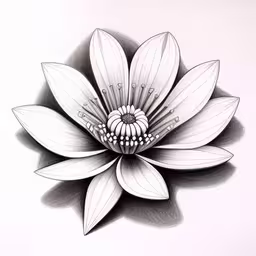 a flower with many petals drawn in pencil