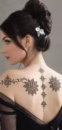 a woman with an intricate back tattoo