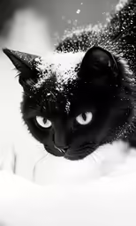 a black cat with white sprinkles on its back