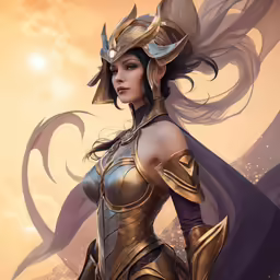 a woman in a golden and silver outfit