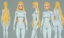 several poses of a girl in a white costume