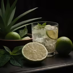 the glass is full of the limeade with ice