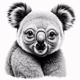drawing a koala portrait using graphite and pen