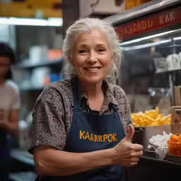an old lady has food in her hands