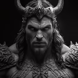 a male character with horned horns, a helmet and a sword