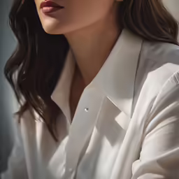 a woman wearing a white shirt and green sunglasses
