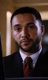 an indian male in suit and tie posing