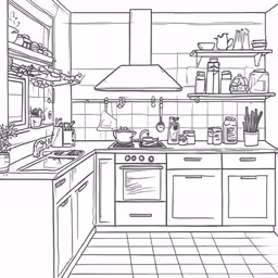a kitchen is shown with an oven and counter top