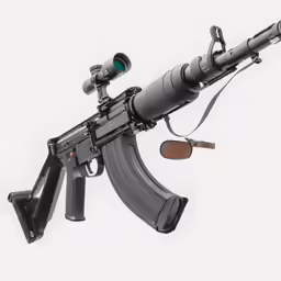 an arp rifle is equipped with a digital flash camera