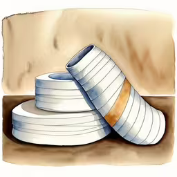 the three white cups are stacked on each other,several stacks of white dishes sitting on top of each other