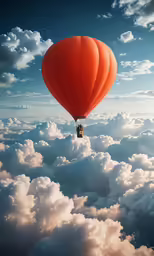 an air balloon flying above the clouds during daylight