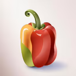 three peppers, one red, one yellow