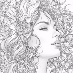 a beautiful lady with curly hair coloring pages