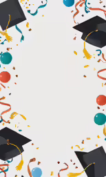a graduation photo frame with a white background and balloons