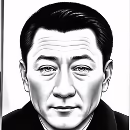black and white drawing of a man with a tie