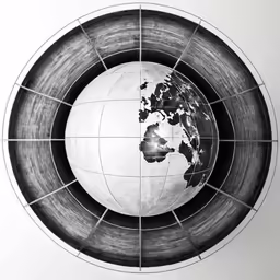 a drawing of the earth on a wall