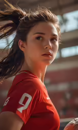 young woman with a ponytail in a gym