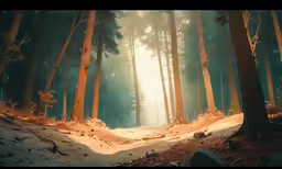 an empty path through a forest in the middle of winter