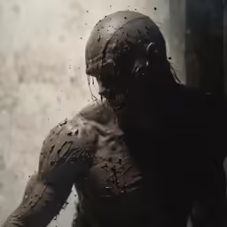 a man with very sharp hands in dark ink