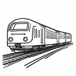 a black and white line drawing of a train on tracks