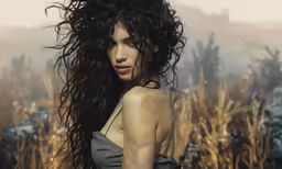 a very young woman with very dark hair