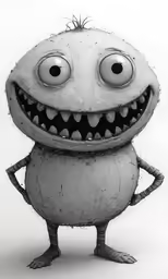 a drawing of a monster that looks like he is smiling