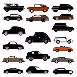 a bunch of old cars that are in different colors,a bunch of old cars sitting in a circle