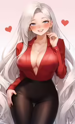 a drawing of a woman with long white hair