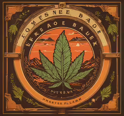 the poster is a marijuana leaf,a green leaf on top of a sign