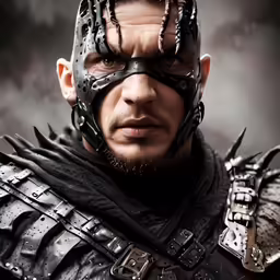 the man is dressed up like a villain
