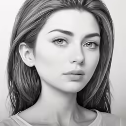a drawing of a beautiful woman with long hair