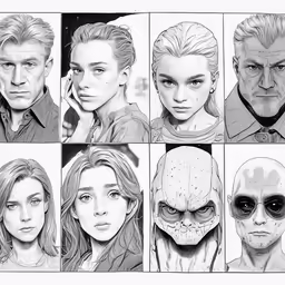 six illustrations of different faces and heads