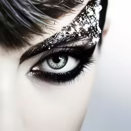 this is a woman with black and white makeup