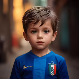 a young boy is looking at the camera