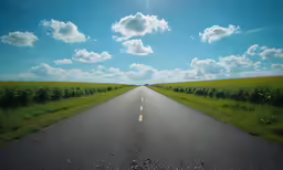 a large open highway next to the grass