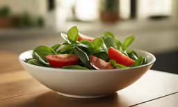 fresh basil salad served in a white bowl