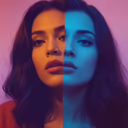 a composite photograph of two women with different makeup shades