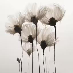 a painting with flowers in it against the sky