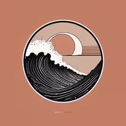 a circle with waves on it that says don