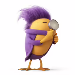 a cartoon character holding a magnifying glass