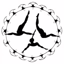 the dance silhouettes show how to do aerial acrobatic yoga tricks