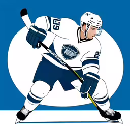 an image of a hockey player that has just returned a puck